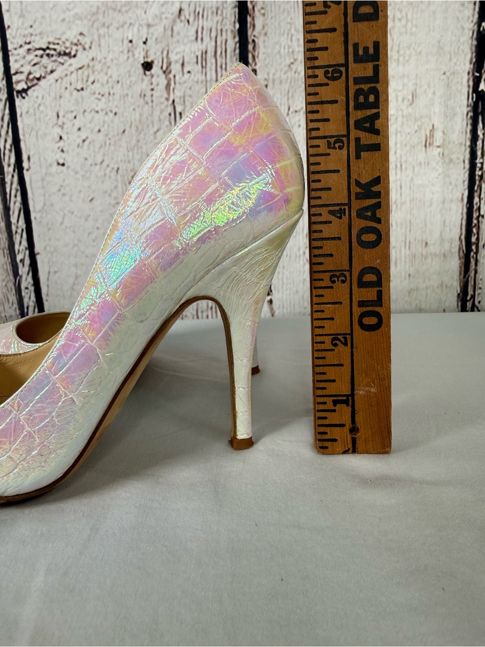 Kate Spade Iridescent Snake Skin Embossed Leather Pumps Heels Size 7 - Picture 9 of 13